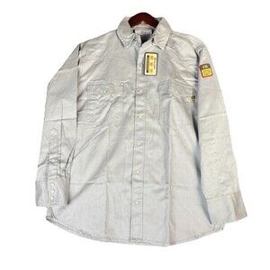 Just In Trend FR Pearl Snap Long Sleeve Shirt Mens L Gray Flame Resistant HRC 2